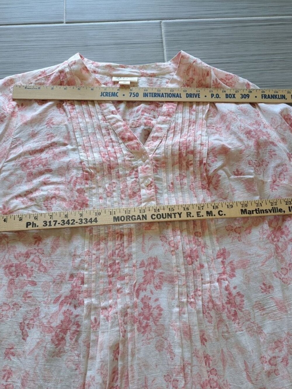 New 3XL Floral Style & Co Womens Button-Front Blouse Pleated Lace Cottagecore - Picture 11 of 12
